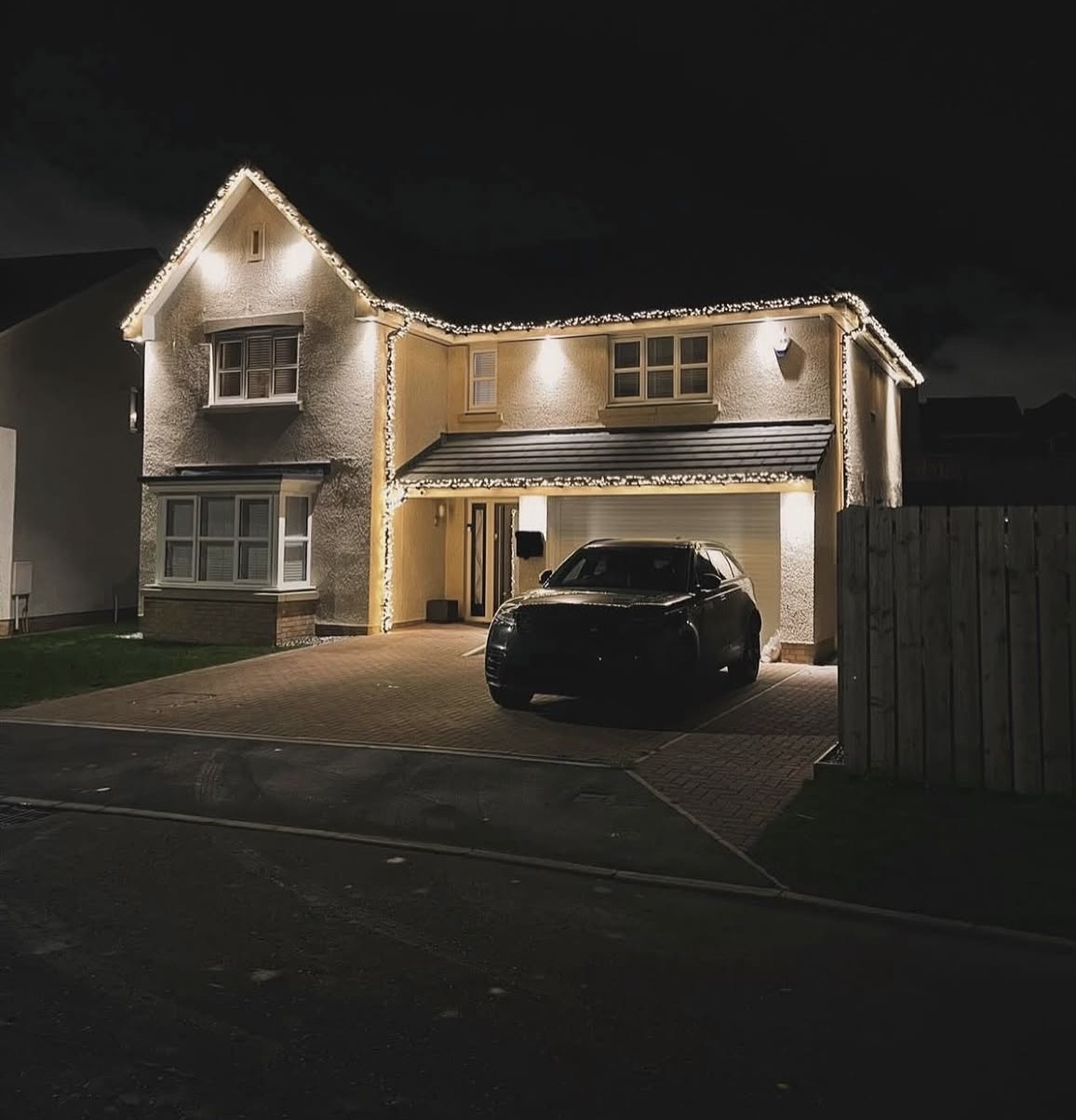 Premium exterior Christmas holiday lighting installation display configuration